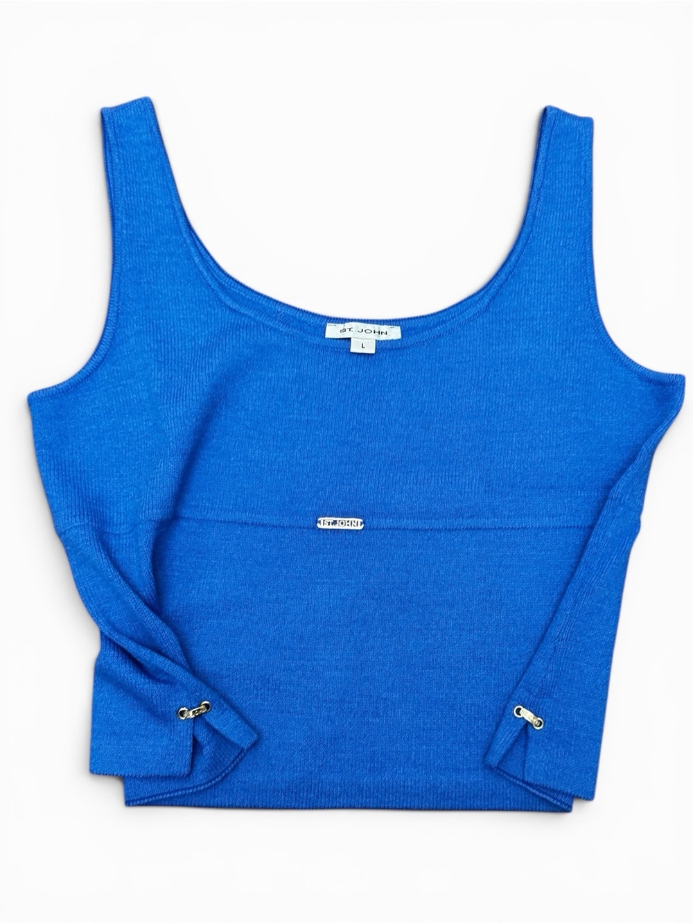 ST. JOHN Cobalt Blue Knit Tank Top Size L - Picture 5 of 8